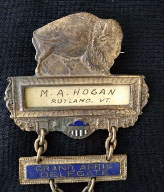 Grand Aerie Delegate F.  O.  E.  Medal Badge Pin Buffalo NY 1917 - M.  A.  Hogan (VT) 2