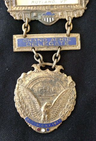 Grand Aerie Delegate F.  O.  E.  Medal Badge Pin Buffalo NY 1917 - M.  A.  Hogan (VT) 3