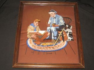A Good Turn,  Norman Rockwell Boy Scout Embroidered Framed Print
