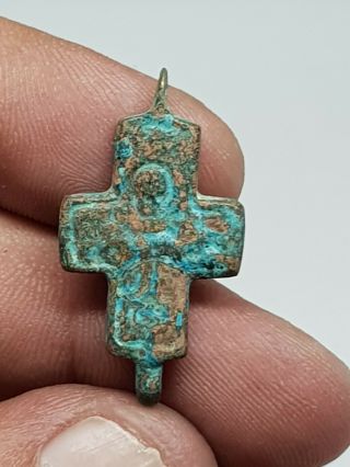 Stunning Bronze Byzantine Cross Pendant 3,  1 Gr 33 Mm