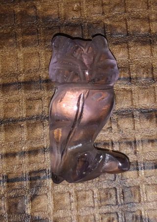 Carved Natural Brazilian Lavendar Tourmaline Gemstone Owl 6.  95 Cts