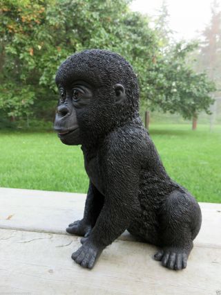 Gorilla Figurine Sitting Statue 9 Inches Resin Ornament Garden Decor