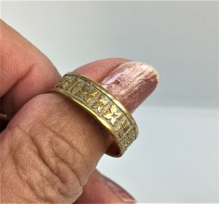 Antique Vintage 14 K Gold Ornate Leaf Design Cigar Wedding Band Ring Size 7.  5