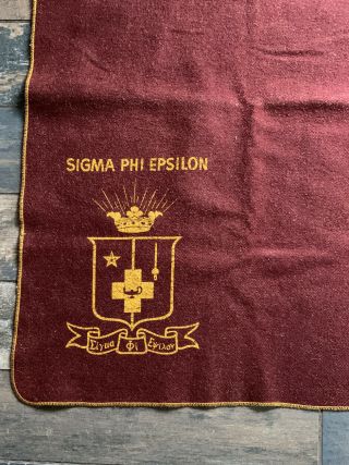 Vintage Red Legacy Sigma Phi Epsilon Blanket Flag Banner Wool 40x60