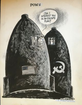 Political Cartoon By Lou Grant – Reagan - Brezhnev – Pows