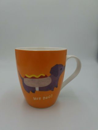 Pfaltzgraff Hot Dog Weiner Dachshund Dog Porcelain Orange Coffee Mug