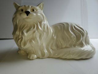 Ceramic White Persian Cat Laying Alberta 