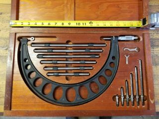 Vintage Tools Brown & Sharpe Micrometer Set 57 6 - 12 " W/ Calibration Complete