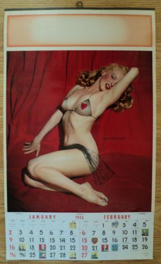 Marilyn Monroe 1955 Vintage Calendar Pinup Litho Photo Big 20 "