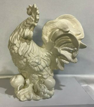Noble Excellence Large Ceramic White Rooster Figurine 13.  5” Tall