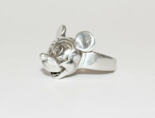 Vintage Sterling Silver Walt Disney Mickey Mouse Ring Size 7