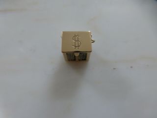 Vintage 14k Gold 3d Mad Money Box Charm / Pendant - Lid Opens - Bill Inside