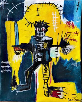 Jean - Michel Basquiat Vintage Painting On Canvas,  Signed