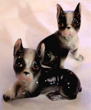 Vintage Relco Made In Japan Boston Terrier Salt Pepper Shakers Darling Faces
