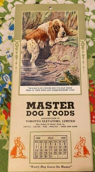 Vintage Calendar Piece With Dog Art By Robert Dickey - Welsh Springer Spaniel