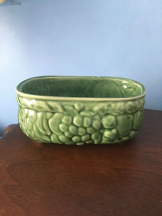 Vintage Mid Century Green Planter With Flowers Or Grapes