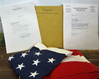 American Flag Flown Over Us Capital 1971 W/ Certificate Of Authenticity