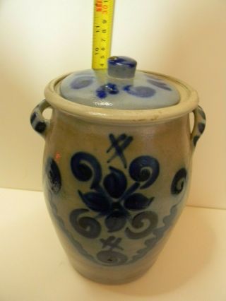Vintage German Stoneware Pottery Salt Glazed Blue Gray Rumtopf 3 Liter Crock Vgc