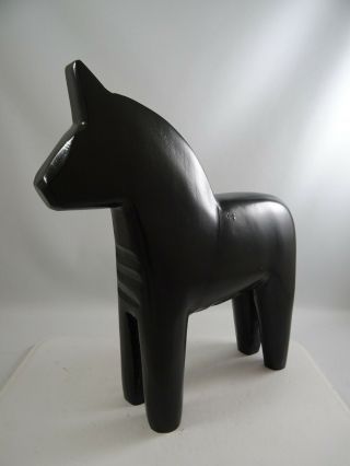 Vintage Ikea Large Wood Black Dala Horse Figurine Sweden