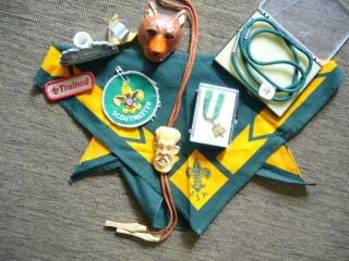 Vintage 1980s Boy Scout Leader " S Bolo Tie Plus Other Random Items
