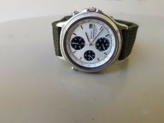 Vintage Seiko Panda Chronograph Quartz 7t27 - 6a70 Japan Wristwatch For Men 