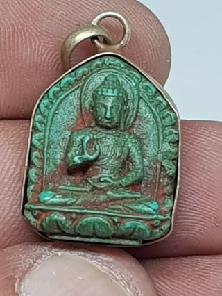 Fantastic Ancient Silver Pendant Stone Religious Goddess Gandhara 5,  1 Gr 35 Mm