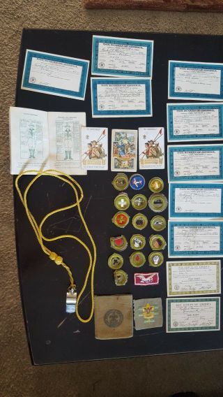 1940 ' s BSA Boy Scouts of America Patches,  Papers & Cork Ball Whistle Made in USA 2
