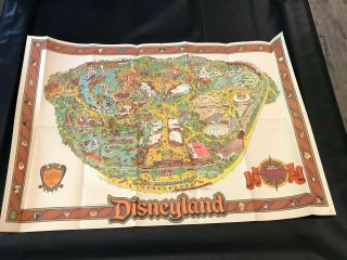 Vintage Walt Disney Disneyland Park Map Poster 1984 30” X 44” Authentic