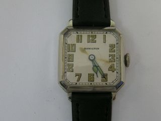Vintage Hamilton Watch Square Cut Corners White Gold Filled 1920 