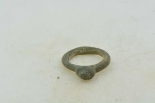 Antique Roman Byzantine Medieval Bronze Child Ring 100 - 1200 Ad 34 Size Under 1
