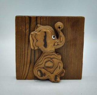 Vintage Handmade Wooden Elephant Bookend