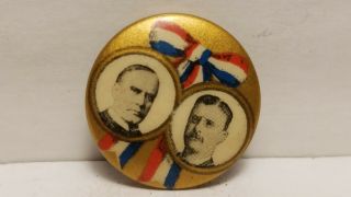 1900 Presidential Campaign Jugate Pin,  Wm.  Mckinnley And Teddy Roosevelt.