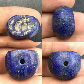 Sassanian Old Blue Lapis Lazuli Stone Unique Deer Animal Intaglio Stamp Bead