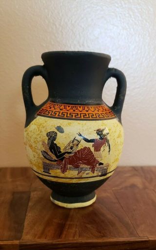 Greek Mythology Pottery Terra Cota Vase 4.  5 " Tall Handmade.