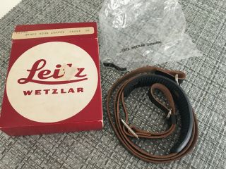 Vtg Nos Leitz Wetzlar 14092 Adjust Leather Neck Strap W/ Split - Rings Classic Nib