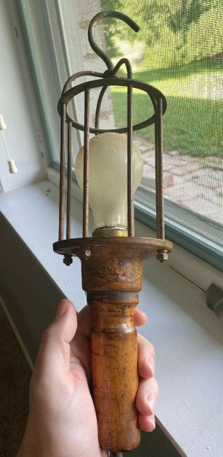 Vintage Industrial Work Shop Drop Light Lamp Steampunk Wood Copper Edison Bulb