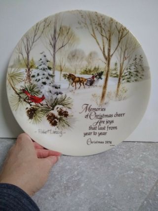 Robert Laessig Winterscene Series Plate Porcelain Vintage 1974 Christmas