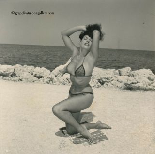 Bunny Yeager Vintage Bettie Page Photograph 1954 Sexy Bikini Bathing Beauty Pose 2