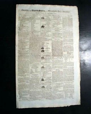Rare 18th Century CAPITAL OF PHILADELPHIA Pennsylvania 1798 American Newspaper 3