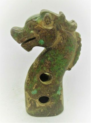 Antique Chinese Stone Dragon Sword Hilt Handle