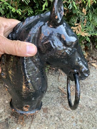 Large Antique Cast Iron/steel Horse Head Equestrian Hitching Post Top Finial