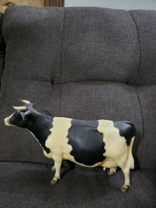 Vintage Breyer Black White Holstein Cow With Horns Cattle