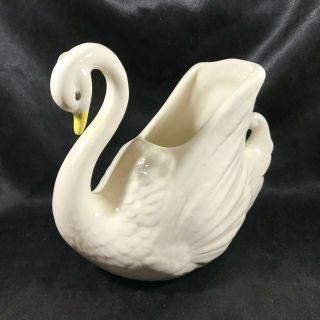 Vintage Ceramic White Swan Planter