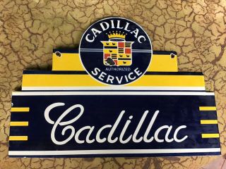 Vintage Porcelain 1950s Cadillac Service Dealers Door Sign Eldorado Elvis Neon