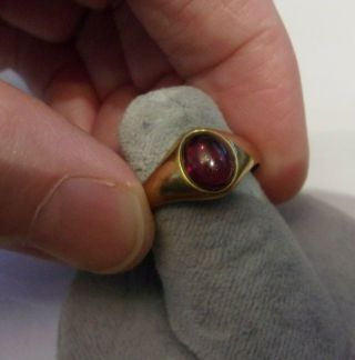 Tourmaline Purple Oval Gemstone 14k Yellow Gold Sleek Ring Size 8 Band Estate