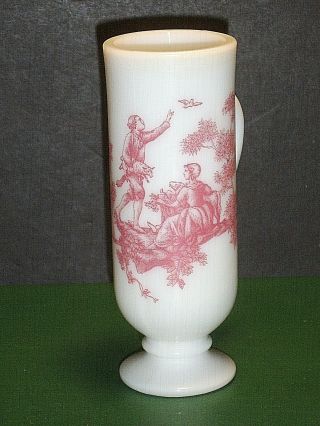 Vintage Avon White Milk Glass Demitasse Cup Mug W/ Pink Country Scene