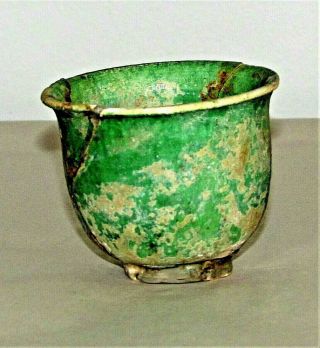 Chinese Han Tomb Burial Pottery Tea Cup Green Glazeware C.  206bc - Ad220 / 2.  25 " H