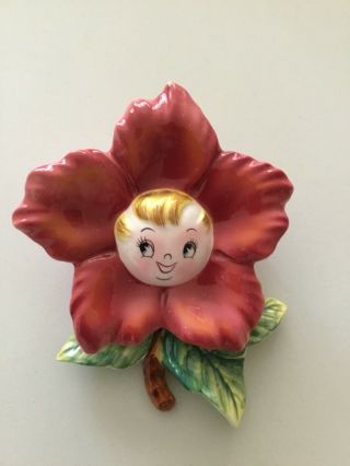 Vintage Anthropomorphic Py Japan Red Lily Flower Wall Pocket 1950’s