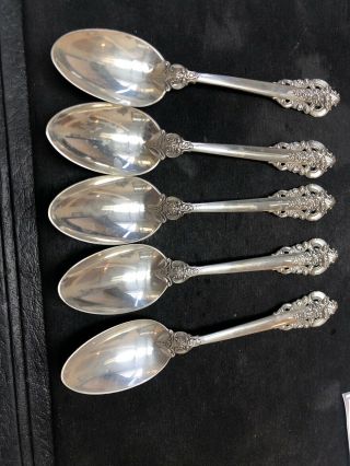 Vintage Wallace Grand Baroque Sterling Silver Tea Spoon 35g - Set Of 5 - Sku266