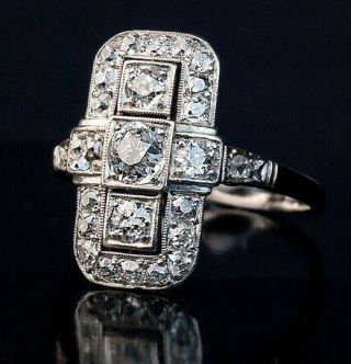 Vintage Edwardian Ring 2.  15 Ct Diamond 14k White Gold Fn Engagement Wedding Ring